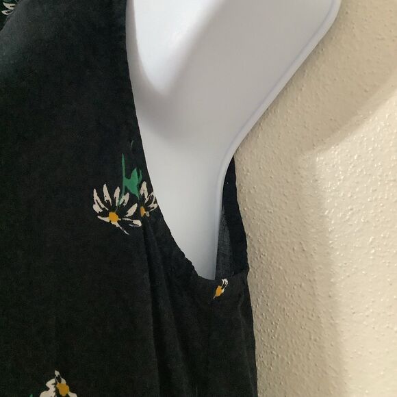 Old Navy Black Floral Cottagecore Summer Tropical Daisy Print Mini Dress Small - Picture 7 of 12
